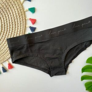 Victoria’s Secret PINK Logo Hipster Panty Black Large NEW